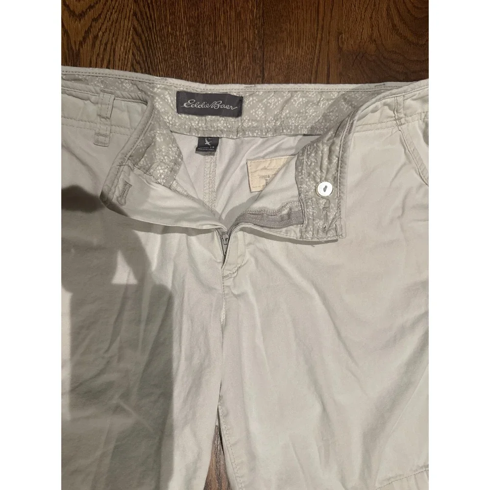 Eddie Bauer Womens 14 Off White Cotton Casual Chino Shorts Preppy